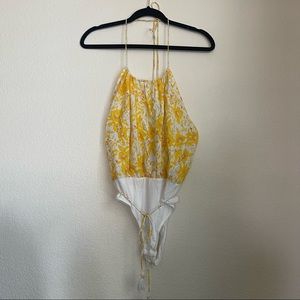 NWT Free People • Floral Halter Bodysuit